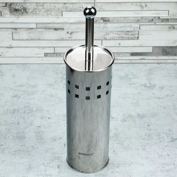 KingHoff SZCZOTKA DO WC Z POJEMNIKIEM ZE STALI NIERDZEWNEJ KINGHOFF KK-3220