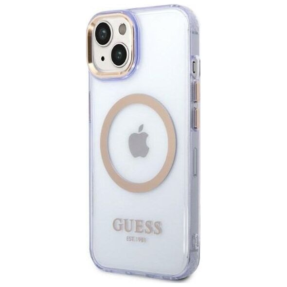 Guess Etui Guess GUHMP14SHTCMU Apple iPhone 14 purpurowy/purple hard case Gold Outline Translucent MagSafe