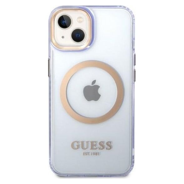 Guess Etui Guess GUHMP14SHTCMU Apple iPhone 14 purpurowy/purple hard case Gold Outline Translucent MagSafe