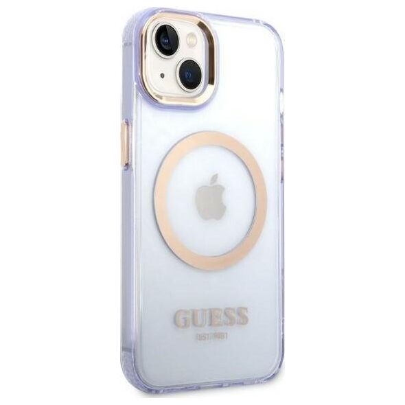 Guess Etui Guess GUHMP14SHTCMU Apple iPhone 14 purpurowy/purple hard case Gold Outline Translucent MagSafe