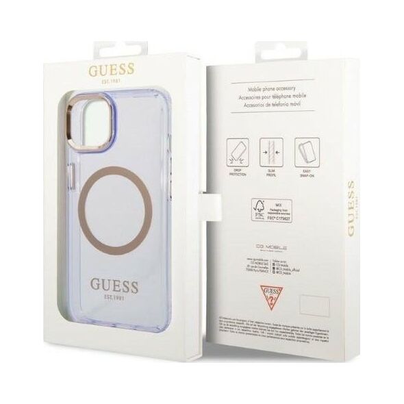Guess Etui Guess GUHMP14SHTCMU Apple iPhone 14 purpurowy/purple hard case Gold Outline Translucent MagSafe