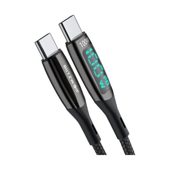 Kabel USB Blitzwolf USB-C - USB-C 0.9 m Czarny (BW-TC23)