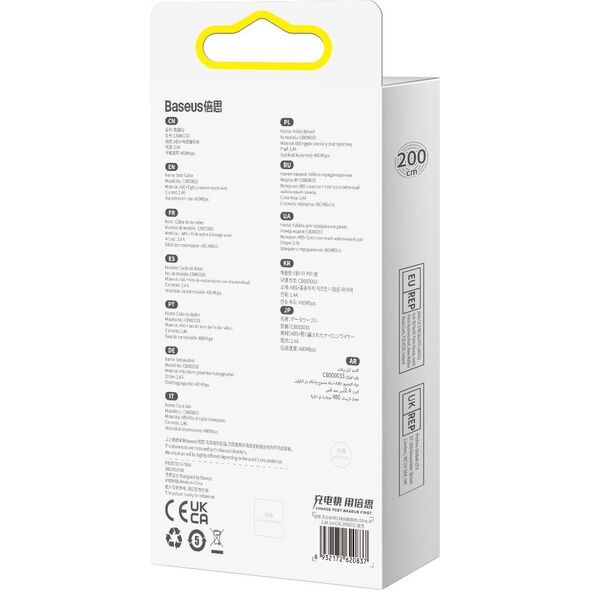Kabel USB Baseus USB-A - Lightning 2 m Fioletowy (CALD040105)