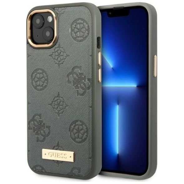 Guess Guess GUHMP13MSAPSTG iPhone 13 6,1" szary/grey hardcase Peony Logo Plate MagSafe