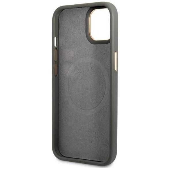 Guess Guess GUHMP13MSAPSTG iPhone 13 6,1" szary/grey hardcase Peony Logo Plate MagSafe