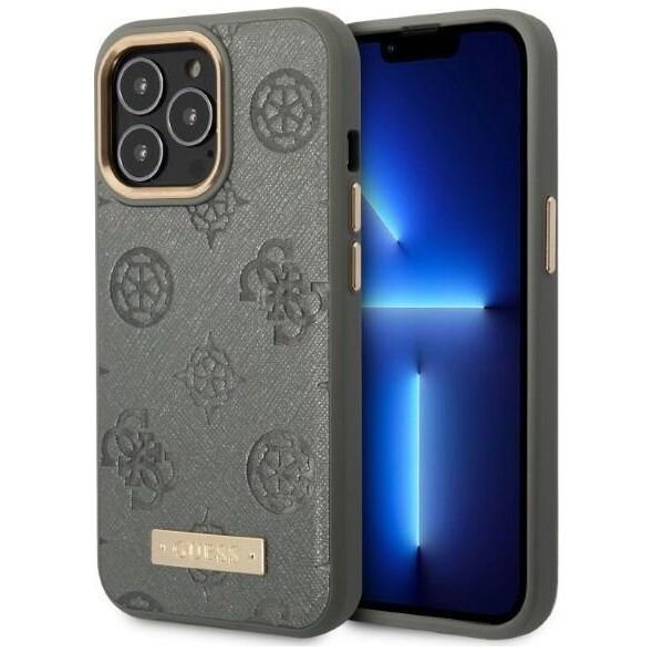 Guess Guess GUHMP13XSAPSTG iPhone 13 Pro Max 6,7" szary/grey hardcase Peony Logo Plate MagSafe