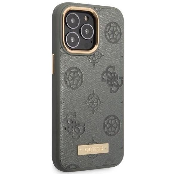 Guess Guess GUHMP13XSAPSTG iPhone 13 Pro Max 6,7" szary/grey hardcase Peony Logo Plate MagSafe