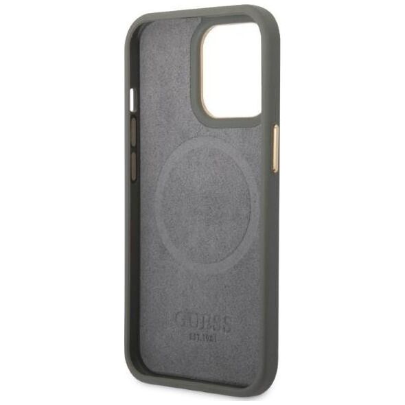 Guess Guess GUHMP13XSAPSTG iPhone 13 Pro Max 6,7" szary/grey hardcase Peony Logo Plate MagSafe