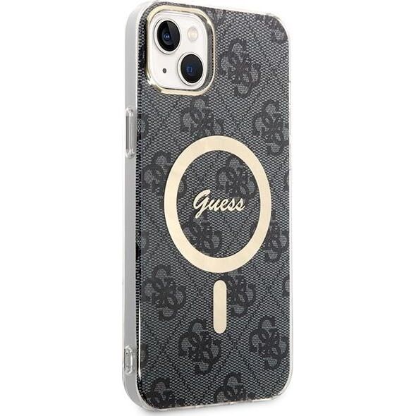 Guess Guess zestaw ładowarka MagSafe + etui do iPhone 14 6,1" czarne 4G Print (GUBPP14SH4EACSK)