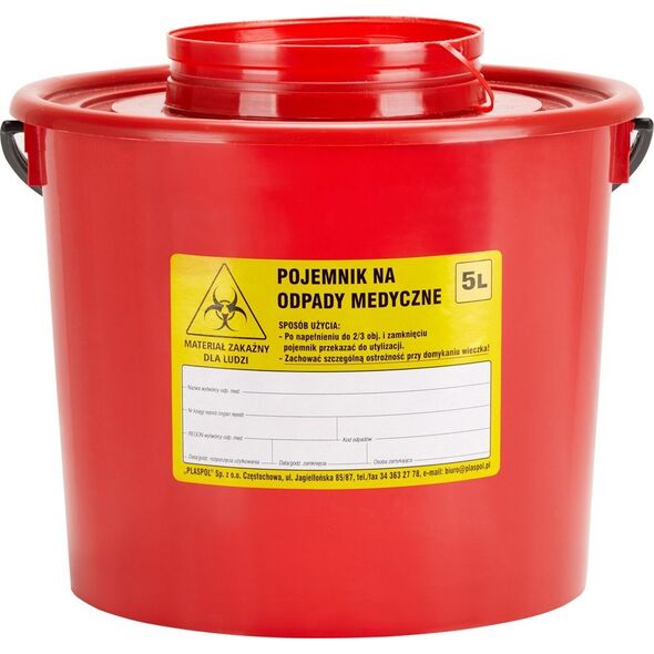 Activeshop Pojemnik na odpady medyczne 5 L czerwony