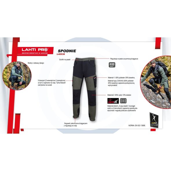 Lahti Pro Spodnie z elementami stretch zielono-czarne, "3xl", ce,lahti