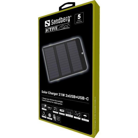 Powerbank Sandberg Sandberg Solar Charger 21W 2xUSB+USB-C