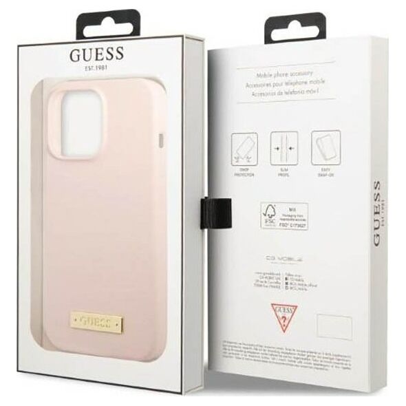 Guess Guess Silicone Logo Plate MagSafe - Etui iPhone 13 Pro Max (różowy)