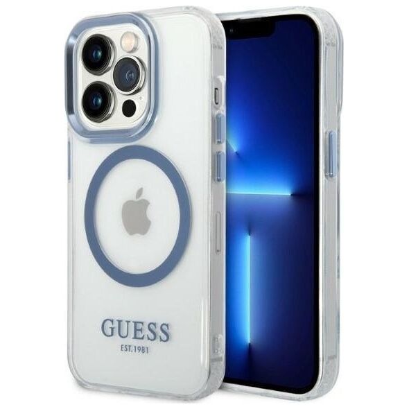 Guess Etui Guess GUHMP14XHTRMB Apple iPhone 14 Pro Max niebieski/blue hard case Metal Outline Magsafe
