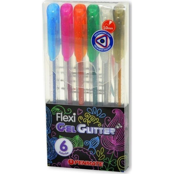 Penmate Długopis żelowy Flexi Abra Gel 6 kol brokatowe