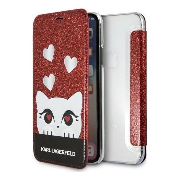 Karl Lagerfeld Etui Karl Lagerfeld KLFLBKPXVDCRE Apple iPhone XS/X red/czerwony book Valentine