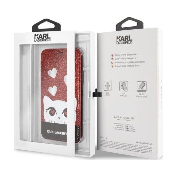 Karl Lagerfeld Etui Karl Lagerfeld KLFLBKPXVDCRE Apple iPhone XS/X red/czerwony book Valentine