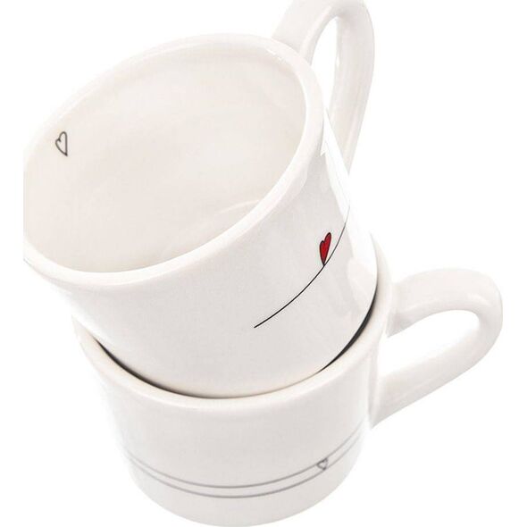 Orion Kubki / filiżanki z uchem ceramiczne białe SERDUSZKA zestaw 2 szt. 200 ml