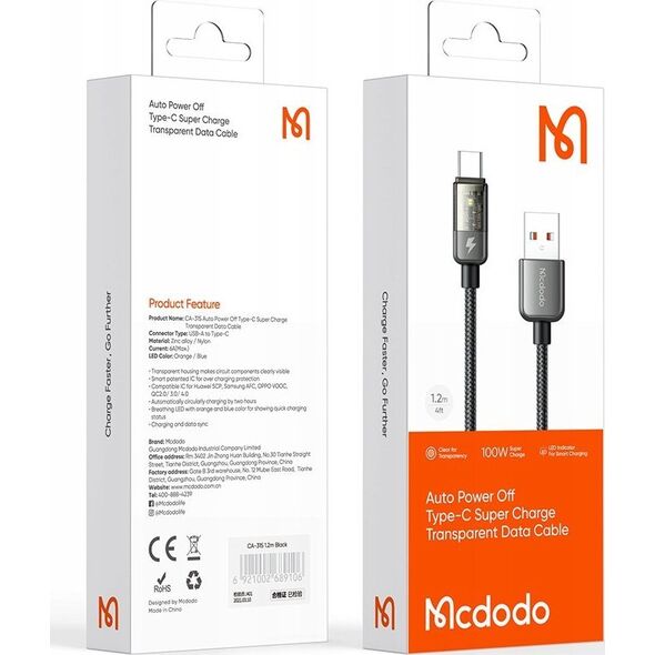 Kabel USB Mcdodo USB-C - USB-C 1.2 m Czarny (CA-2840)