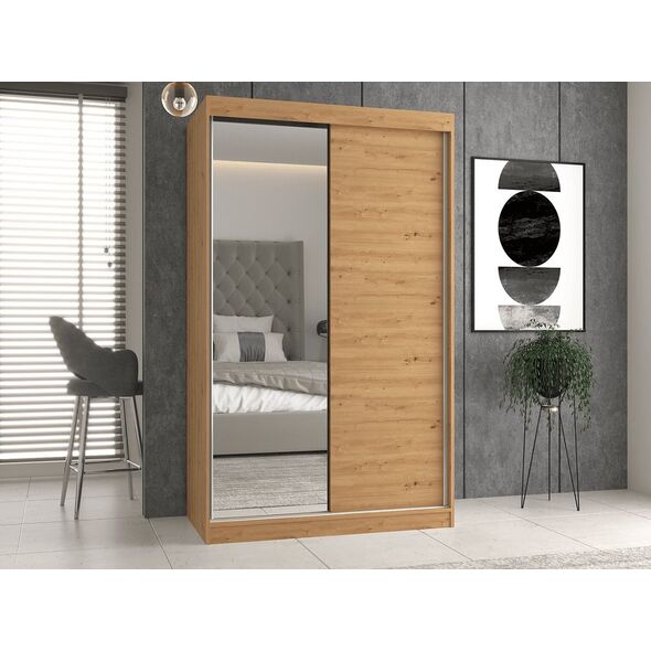 Topeshop Szafa przesuwna IGA 120cm, 1 lustro Dąb Artisan