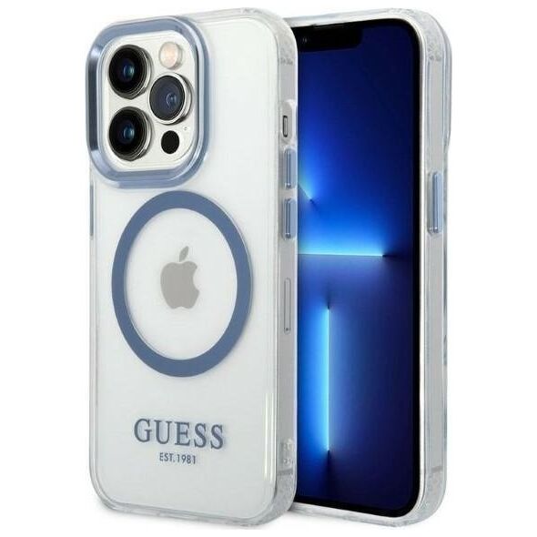Guess Etui Guess GUHMP14LHTRMB Apple iPhone 14 Pro niebieski/blue hard case Metal Outline Magsafe