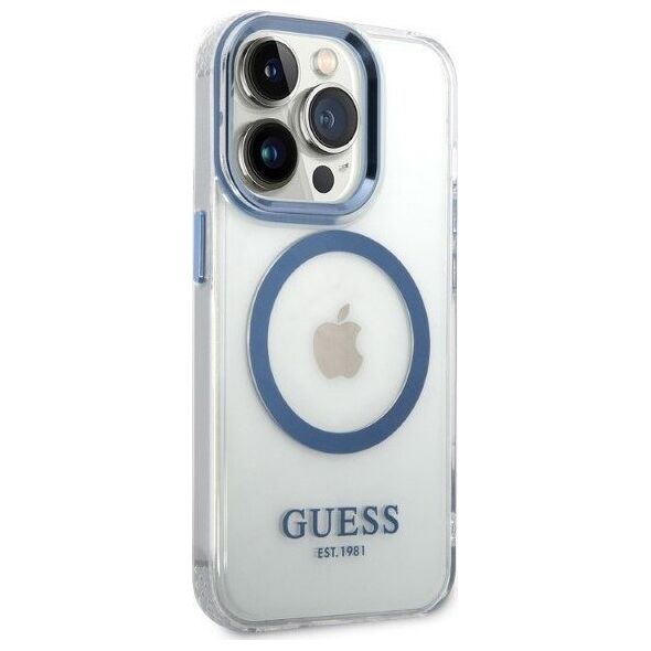 Guess Etui Guess GUHMP14LHTRMB Apple iPhone 14 Pro niebieski/blue hard case Metal Outline Magsafe
