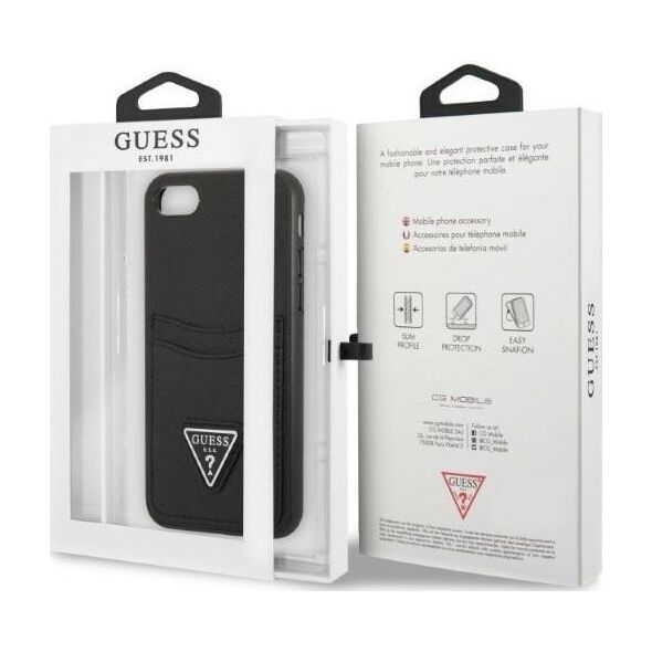 Guess Etui Guess GUHCI8PSATPK Apple iPhone SE 2022/SE 2020/8/7 hardcase czarny/black hardcase Saffiano Triangle Logo Cardslot