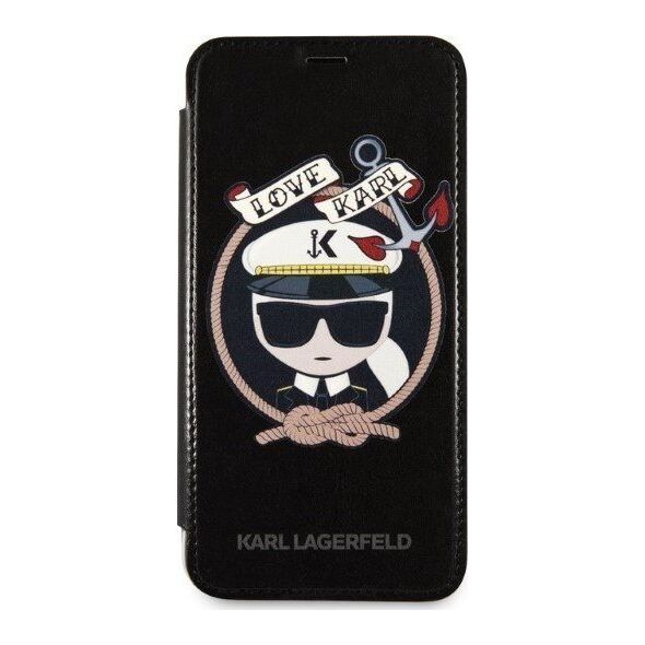 Karl Lagerfeld Etui Karl Lagerfeld KLFLBKPXKSB Apple iPhone XS/X czarny/black bookcase Signature Glitter