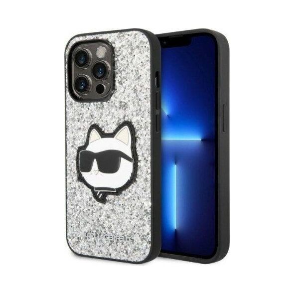 Karl Lagerfeld Etui Karl Lagerfeld KLHCP14LG2CPS Apple iPhone 14 Pro srebrny/silver hardcase Glitter Choupette Patch