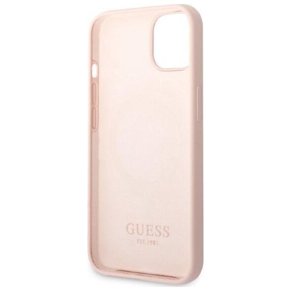 Guess Guess GUHMP13MSBPLP iPhone 13 6,1" różowy/pink hard case Silicone Logo Plate MagSafe
