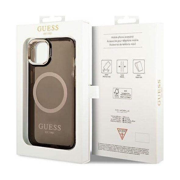 Guess Etui Guess GUHMP14SHTCMK Apple iPhone 14 czarny/black hard case Gold Outline Translucent MagSafe