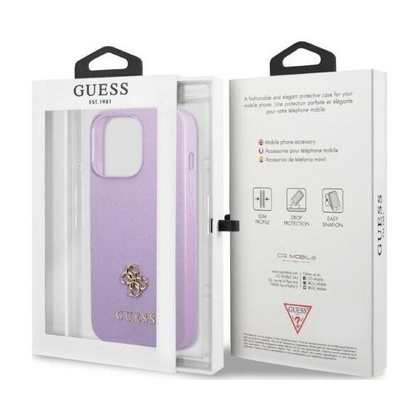 Guess Etui Guess GUHCP13XPS4MU Apple iPhone 13 Pro Max purpurowy/purple hardcase Saffiano 4G Small Metal Logo