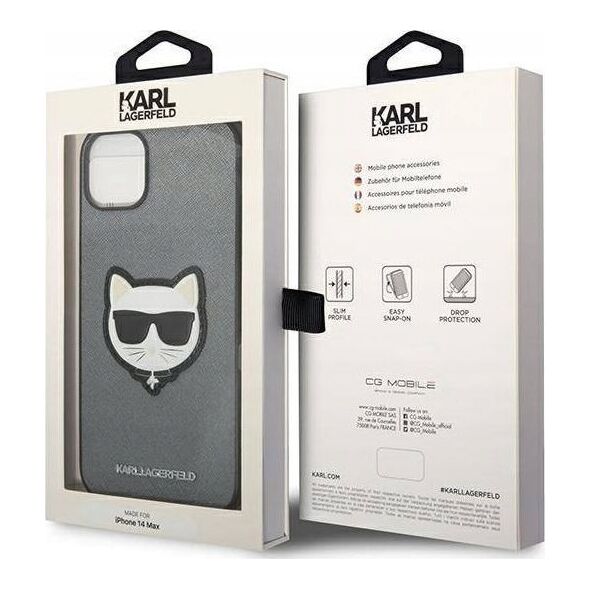 Karl Lagerfeld Etui Karl Lagerfeld KLHCP14SSAPCHG Apple iPhone 14 hardcase srebrny/silver Saffiano Choupette Head Patch