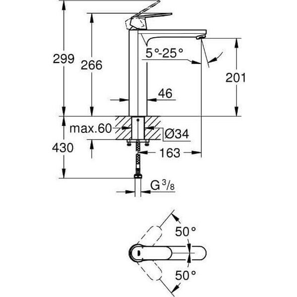 Bateria umywalkowa Grohe Eurosmart stojąca chrom