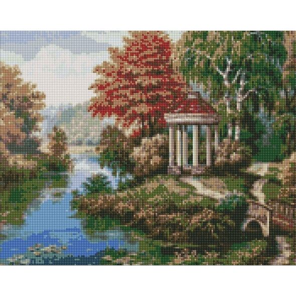 Ideyka Diamentowa mozaika - Altanka nad rzeką 40x50cm