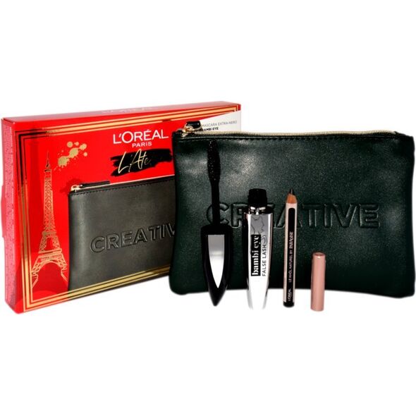 L OREAL L~OREAL SET (MASCARA FALSE LASH BAMBI EYE EXTRA BLACK + LE KHOL MIDNIGHT BLACK 101 + POCHETTE)