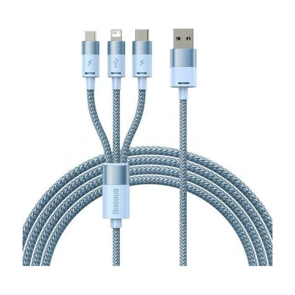 Kabel USB Baseus USB-A - microUSB + Lightning 1.2 m Niebieski (BSU3938)