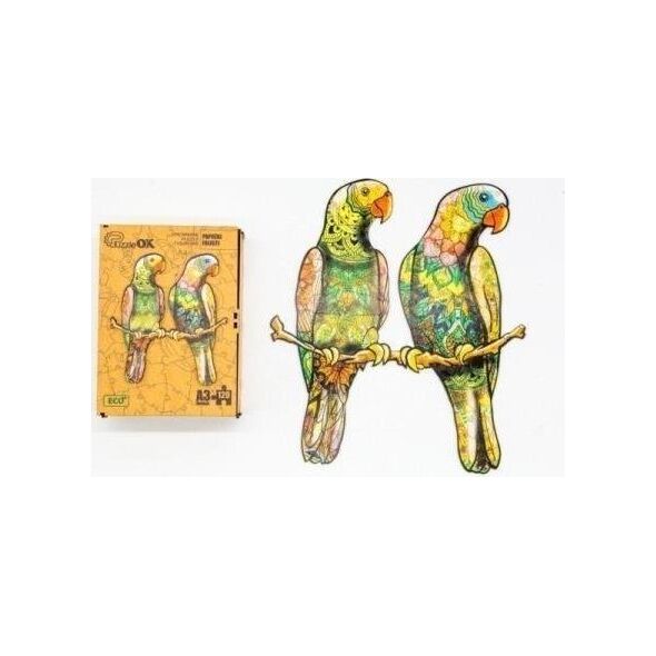 PuzzleOK Puzzle drewniane eko 120 Papużki faliste A3