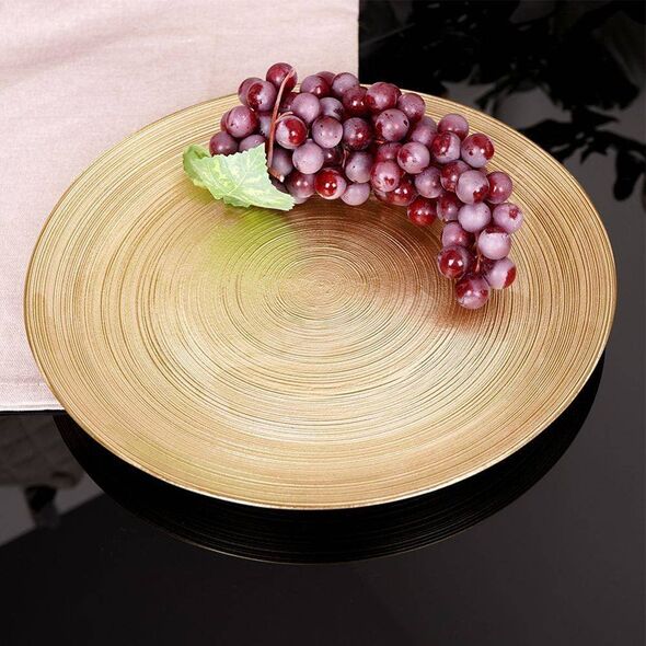 Vilde Talerz obiadowy płaski płytki duży szklany złoty 28 cm