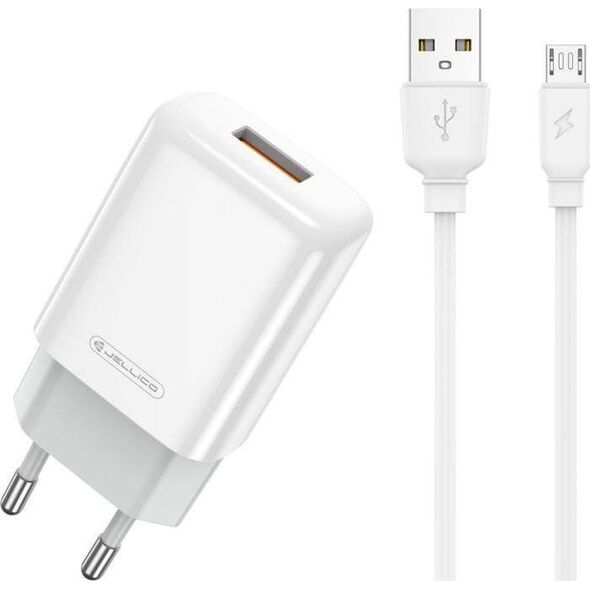 Ładowarka Jellico JELLICO ŁADOWARKA SIECIOWA EU01 2.4A  USB + KABEL MICRO USB ZESTAW BIAŁY standard
