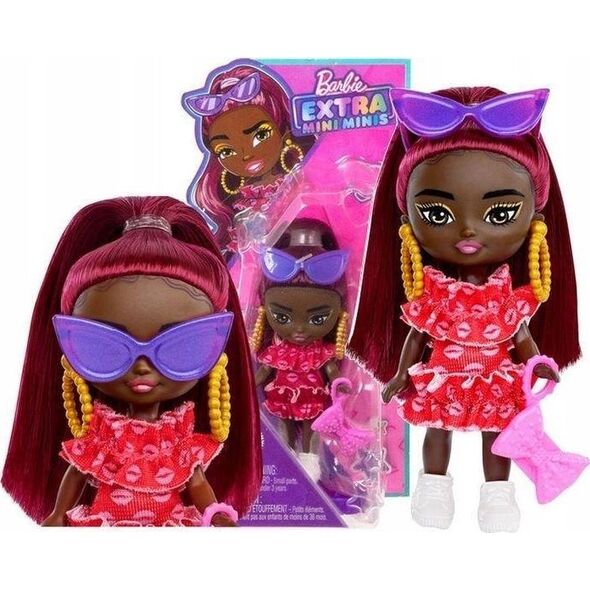 Lalka Barbie Mattel Barbie Extra Mini Minis Lalka bordowe włosy HLN47(HLN44)