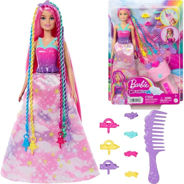 Lalka Barbie Mattel Księżniczka Zakręcone pasemka Lalka HNJ06
