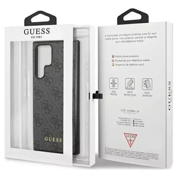 Guess Etui Guess GUHCS23LG4GFGR do Samsung Galaxy S23 Ultra S918 szary/grey hardcase 4G Metal Gold Logo
