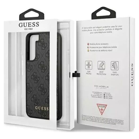 Guess Etui Guess GUHCS23SG4GFGR do Samsung Galaxy S23 S911 szary/grey hardcase 4G Metal Gold Logo