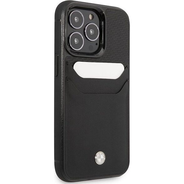 BMW Etui BMW BMHCP14X22RSEPK Apple iPhone 14 Pro Max czarny/black Leather Card Slot