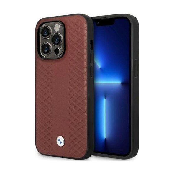 BMW Etui BMW BMHCP14L22RFGR Apple iPhone 14 Pro burgundowy/burgundy Leather Diamond Pattern
