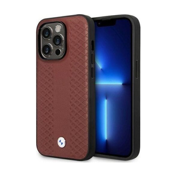 BMW Etui BMW BMHMP14L22RFGR Apple iPhone 14 Pro burgundowy/burgundy Leather Diamond Pattern MagSafe