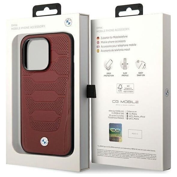 BMW Etui BMW BMHMP14L22RPSR Apple iPhone 14 Pro burgundowy/burgundy Leather Seats Pattern MagSafe