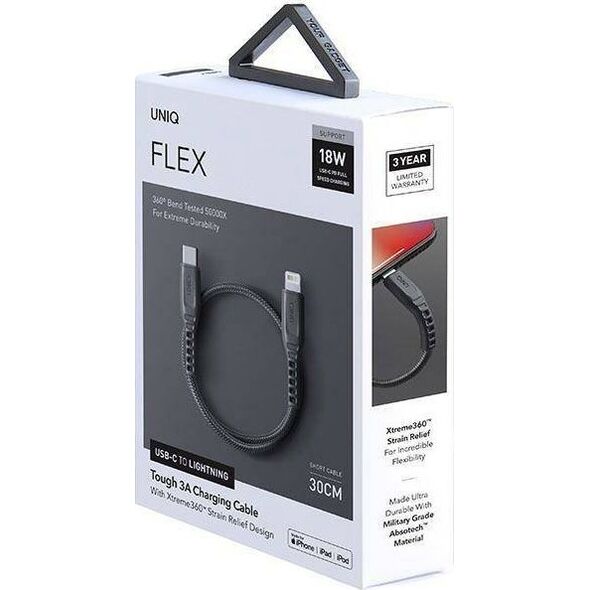 Kabel USB Uniq USB-C - Lightning 0.3 m Szary (UNIQ878)