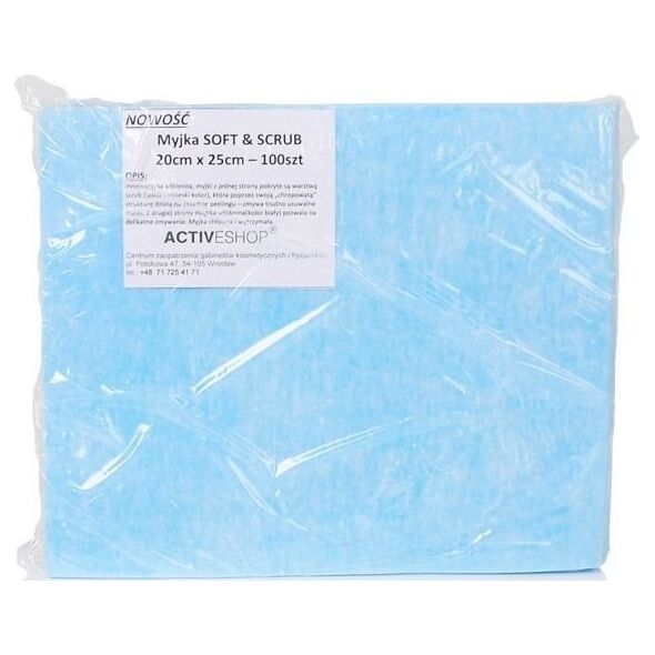Activeshop Jednorazowe chusty-myjki zabiegowe 100 szt. soft&scrub 20 x 25 cm
